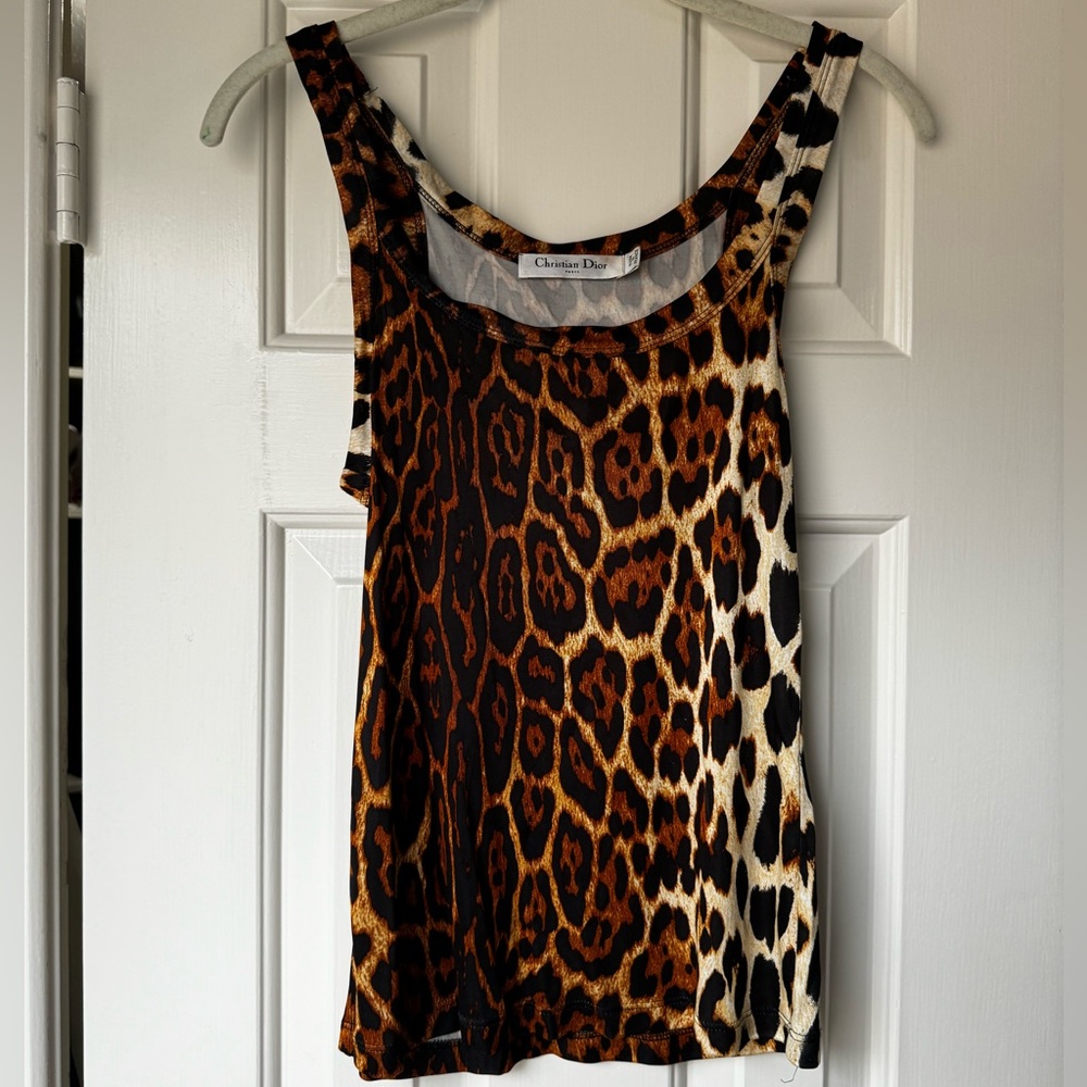 Christian Dior Knit Cheetah Print Tank Top | EU 38
